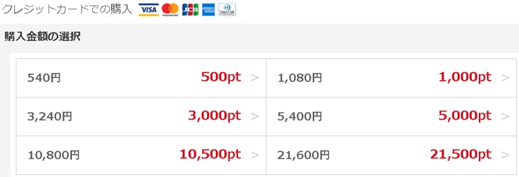 マダムライブのポイント購入プラン